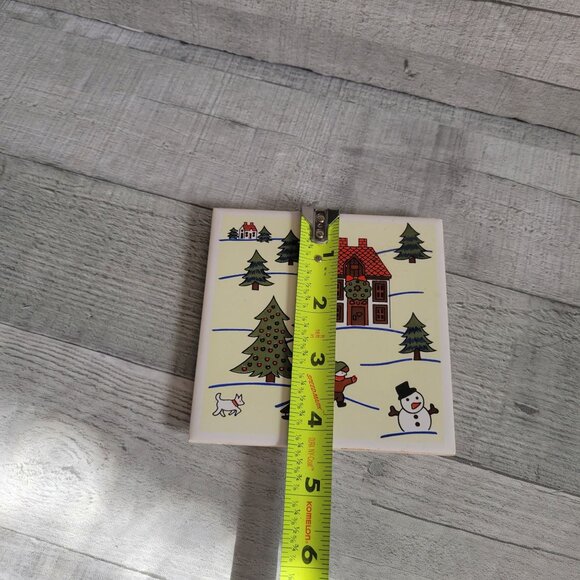Vintage San Ho Ceramic Winter Scene Tile With Rubber Feet - Picture 4 of 4